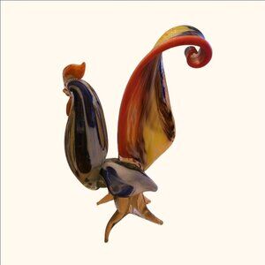Murano style glass blown rooster unique collectible